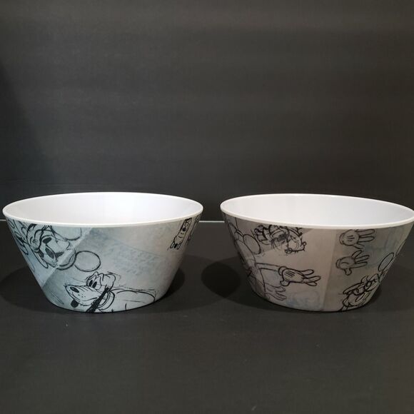 Zak Designs Mickey Mouse Sketchbook Cereal Bowl Donald Duck Pluto Blue Gray Lot - Picture 1 of 6